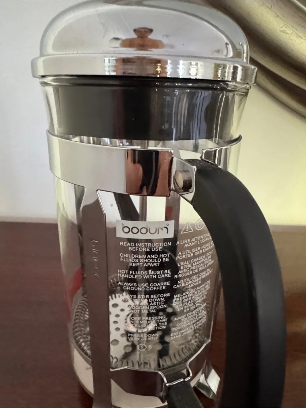 Bodum Chambord Silver and Black Glass French Press Coffee Maker